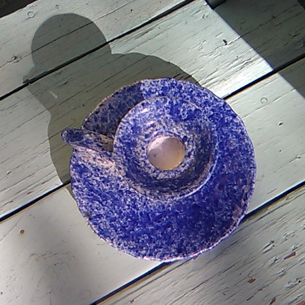 Ceramic Blue and White Candle Holder - Picture 2 of 4